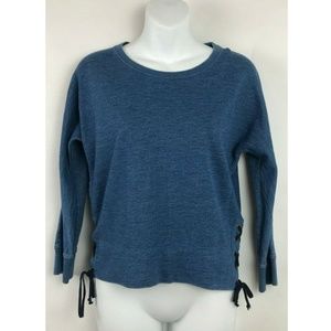 J Crew Indigo Lace Up Sweatshirt  Blue 100% Cotton